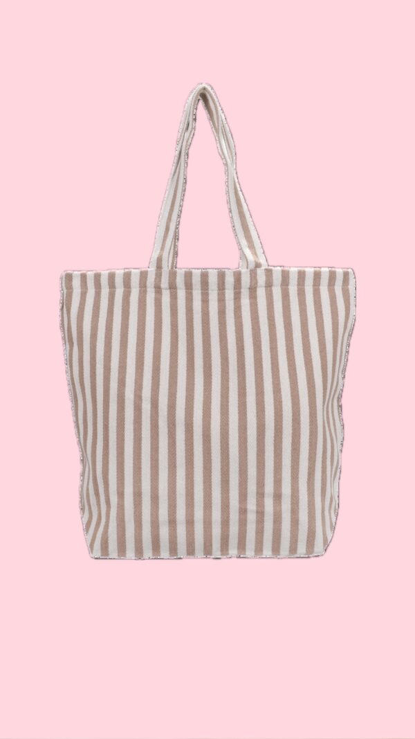 Beachbag beige streep