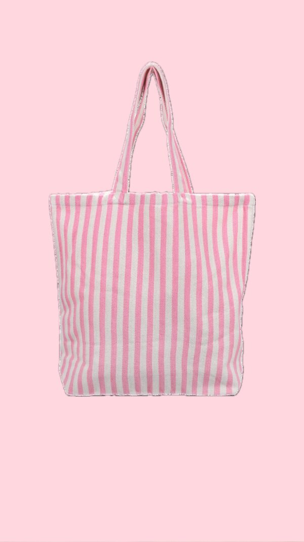 Beachbag roze streep